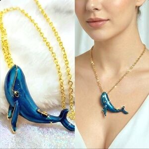 Gold Plated blue whale necklace/brooch